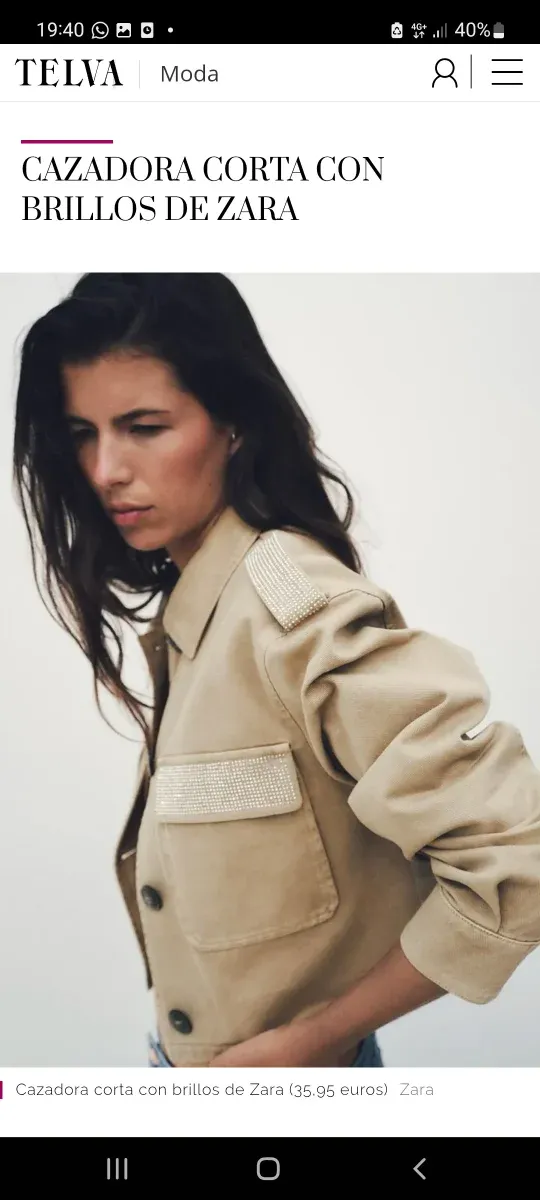 Chaqueta Zara cropped con brillos Talla M