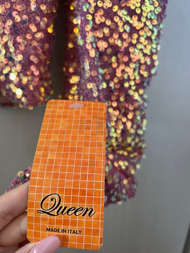 Top lentejuelas rosa manga larga