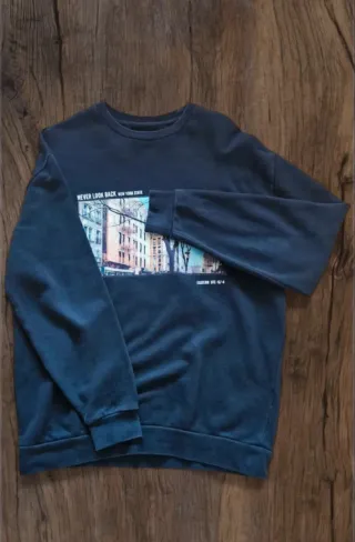 Maglione girocollo nero con stampa New York