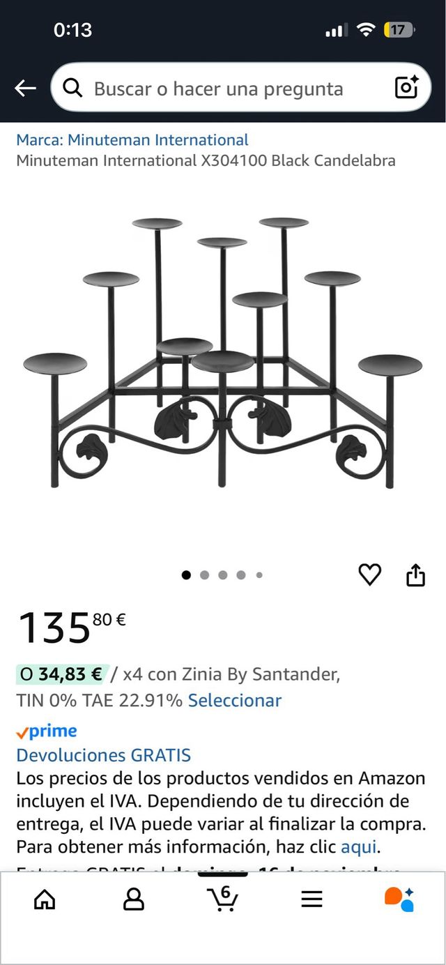 Candelabro de hierro negro