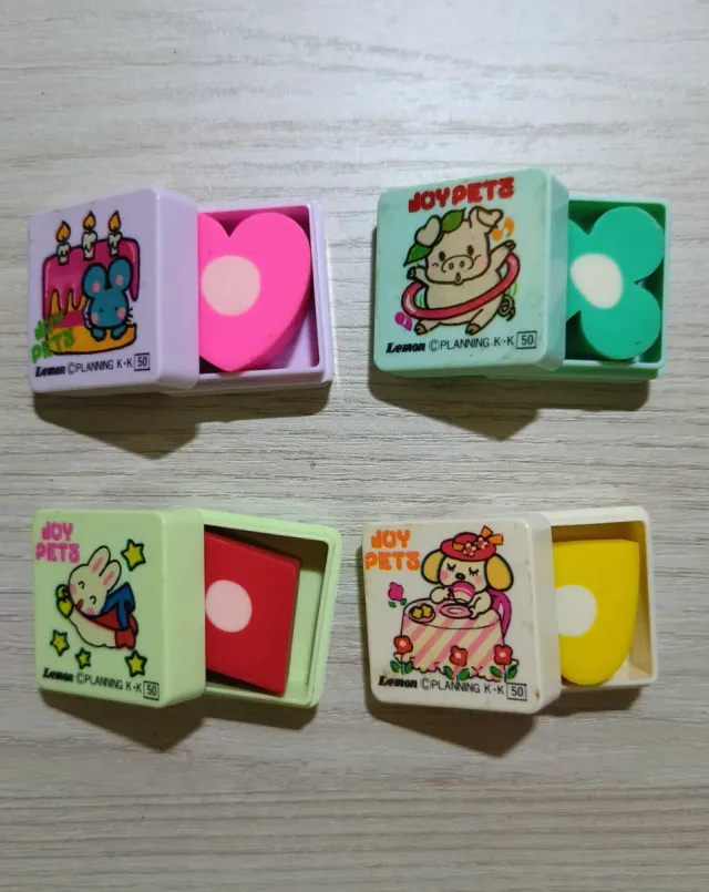 Set 4 Gommine Originali Anni 80 con Scatolina