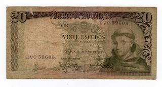 Billete 20 Escudos Portugal 1964