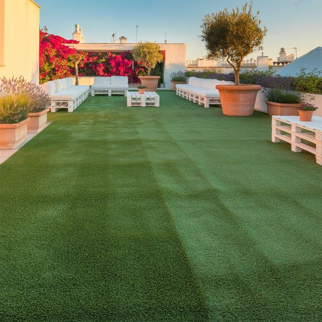 Césped artificial reutilizado