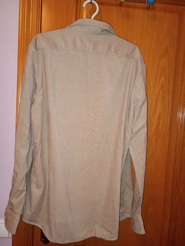 Camisa de pana hombre beige