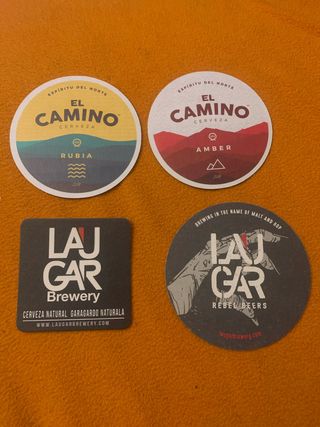 Lote 4 posavasos cerveza El Camino y Laugar