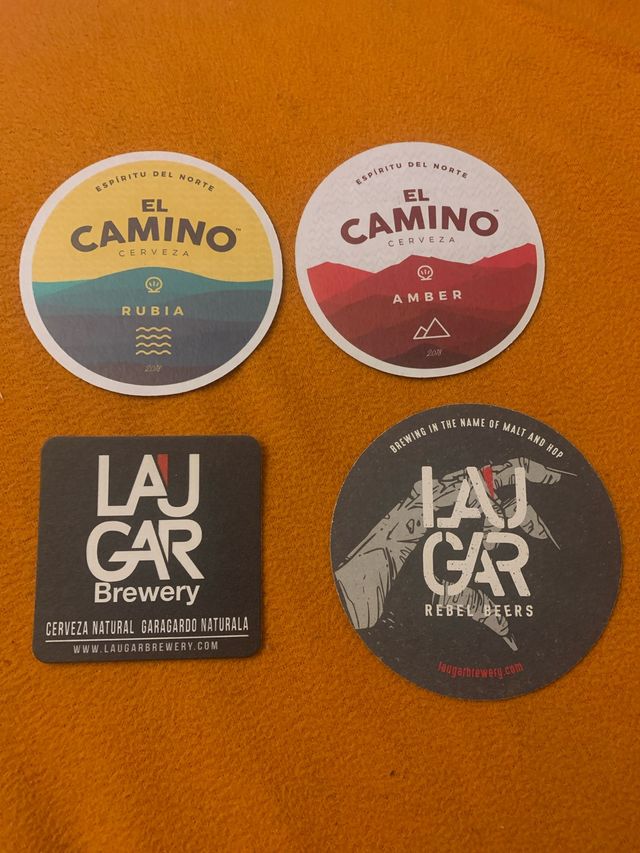 Lote 4 posavasos cerveza El Camino y Laugar
