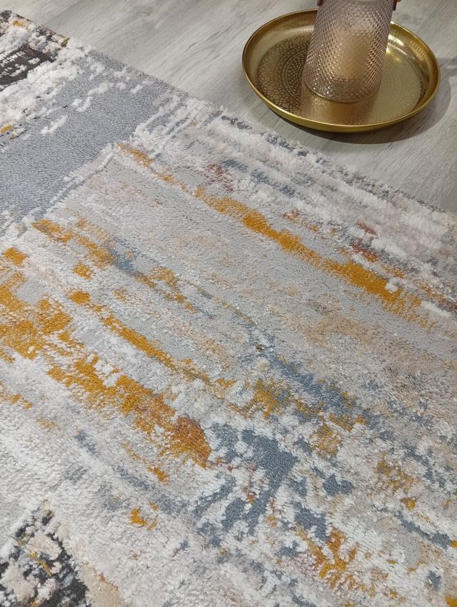 Tappeto 192 X 290 Disegno Astratto Grigio Multicolore