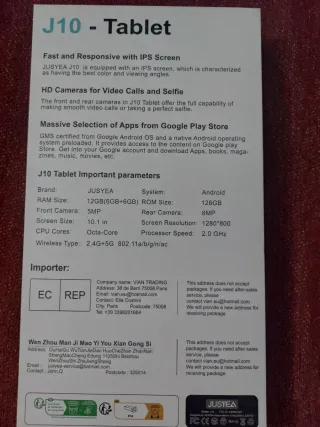 Tablet JUSYEA Negra y Plateada