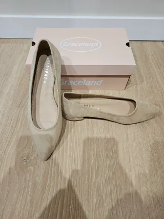 Zapatos planos punta Marypaz beige mujer