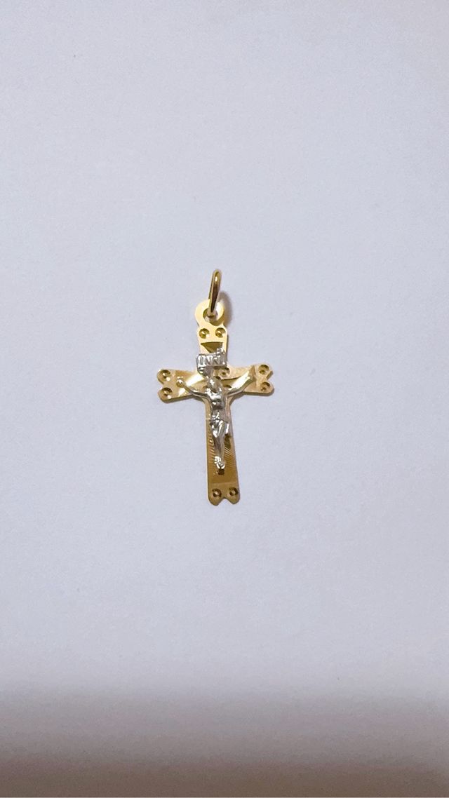 Ciondolo Croce in oro 18kt 750 Bicolore