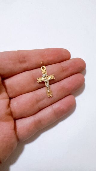 Ciondolo Croce in oro 18kt 750 Bicolore