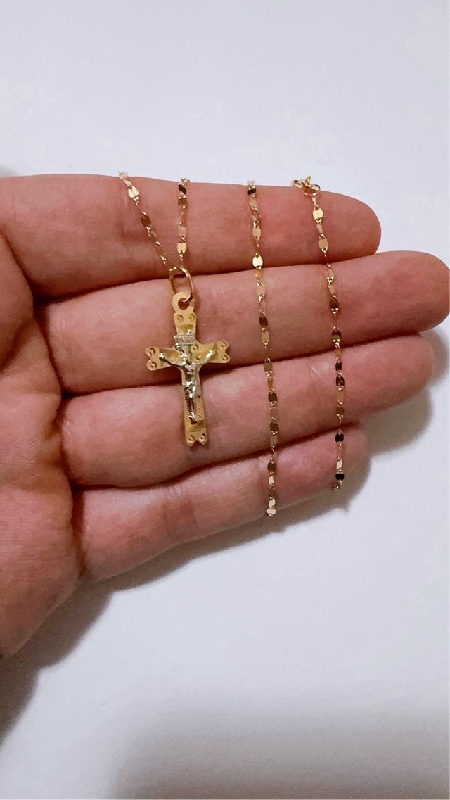 Collana con croce in oro 18kt 750 bicolore