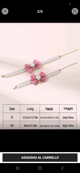 Collare per animali con fiocco e perle