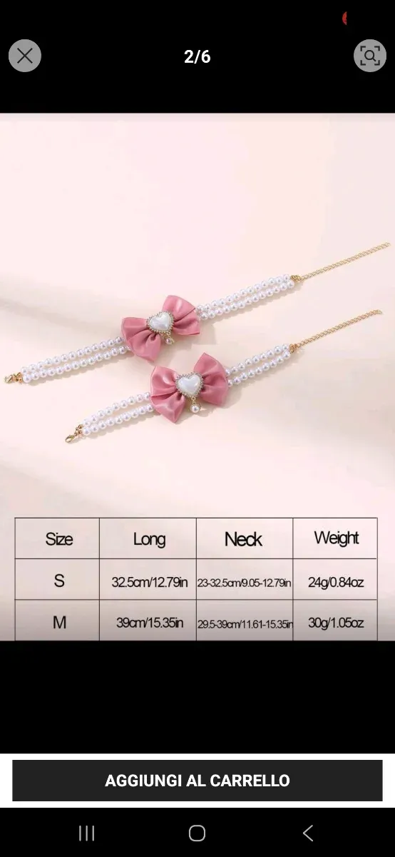 Collare per animali con fiocco e perle