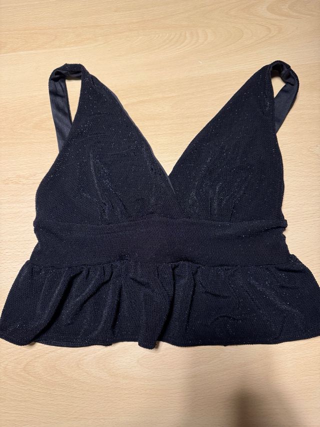 Top Bershka nero scintillante taglia XS