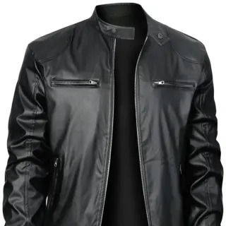 Chaqueta imitación cuero negra XXXL