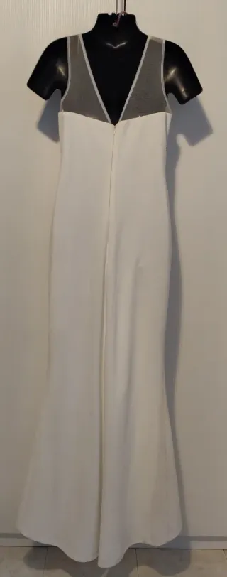 Abito lungo donna bianco con perline