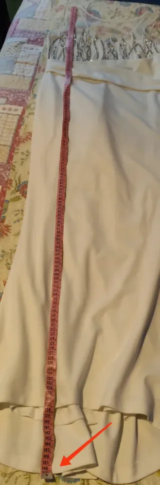 Abito lungo donna bianco con perline