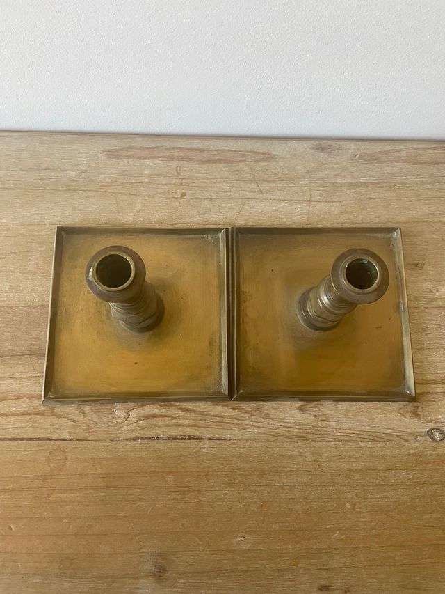 Pareja Candelabros Antiguos Bronce