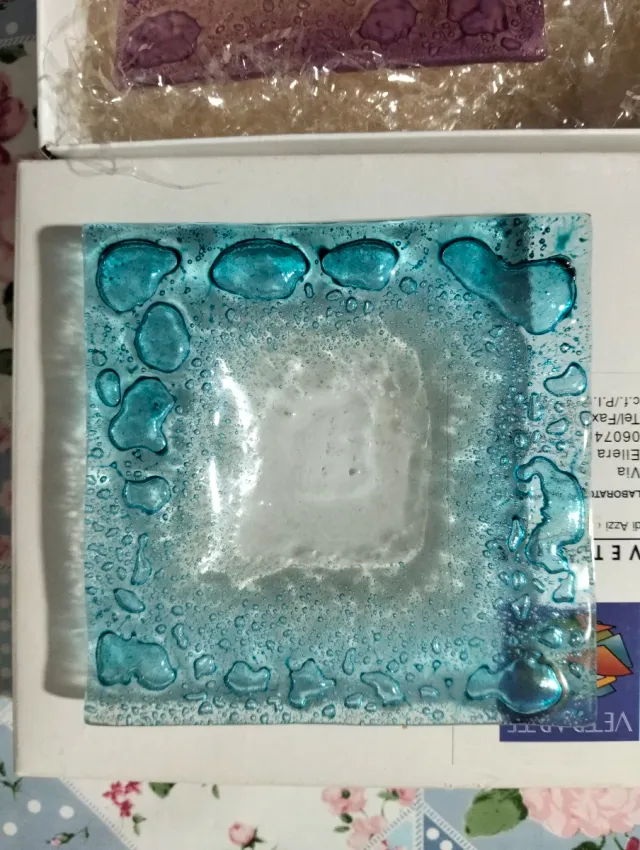 2 portaoggetti posacenere in vetro lavorato a mano