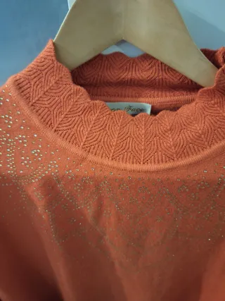 Jersey color teja con pedrería