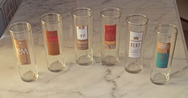 Juego 6 Vasos Tubo Marcas Tabaco