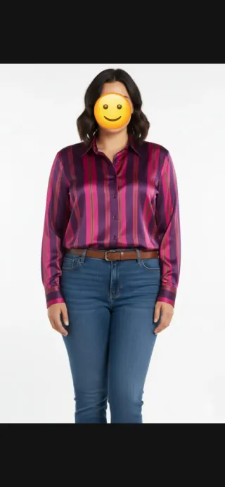 Camisa vintage de satén a Rayas D'ona moda T -58