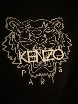 Sudadera Kenzo Negra con Logo Tigre Blanco