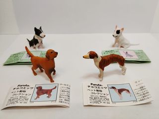 Set 4 pz Furuta Kaiyodo Pet Animals Dogs w/cards