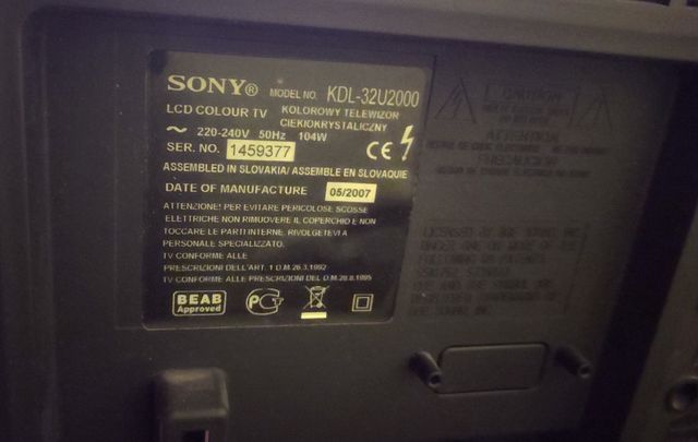 Televisión SONY BRAVIA 32 pulgadas Modelo KDL-32U2