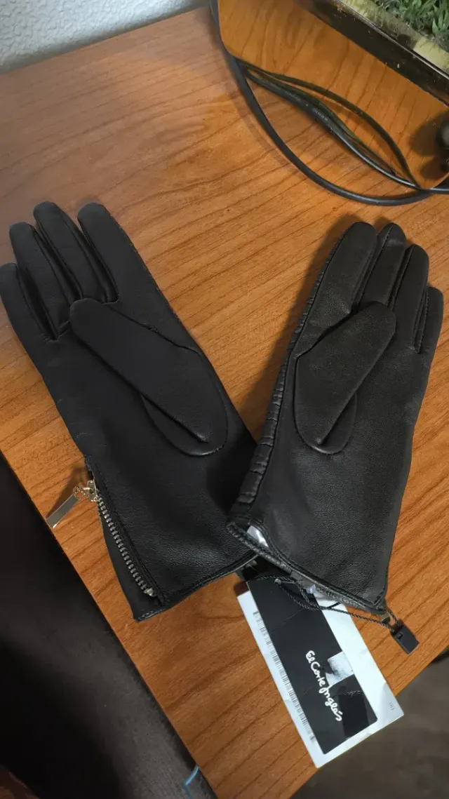 Guantes El Corte Inglés marrón Invierno Cremallera