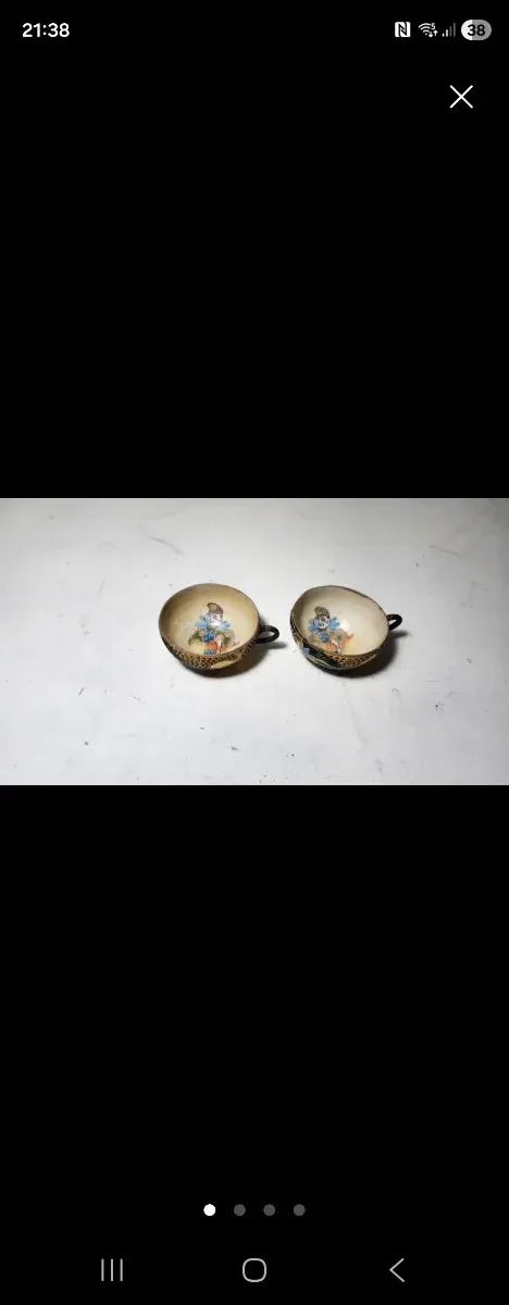 Pareja Tazas Porcelana Japonesas Antiguas Satsuma