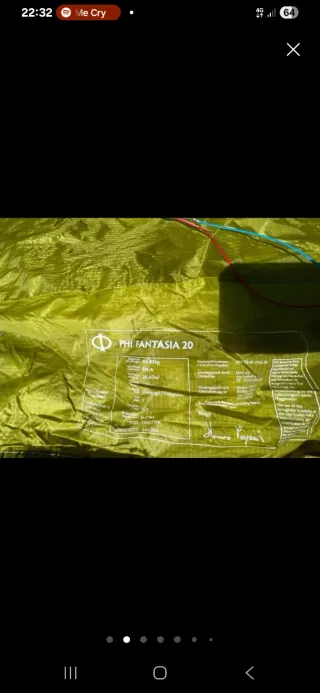 Parapente En A PHI Fantasía 20. Peso piloto: 65/85