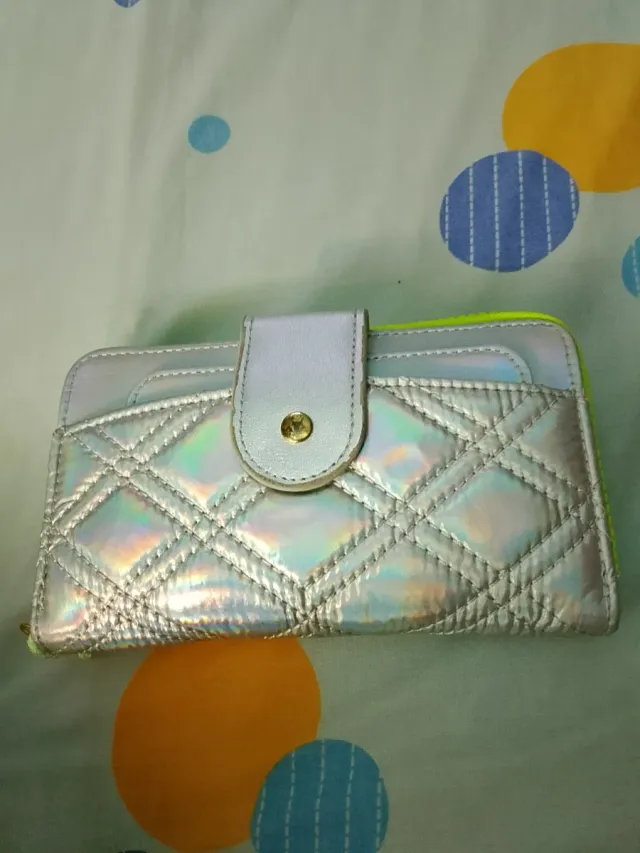 Bolso pequeño plateado con cremallera