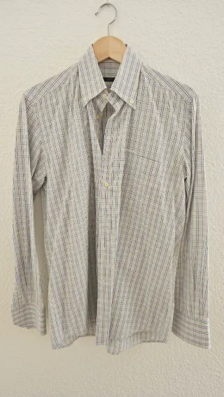 Camisa de cuadros beige y azul Ungaro