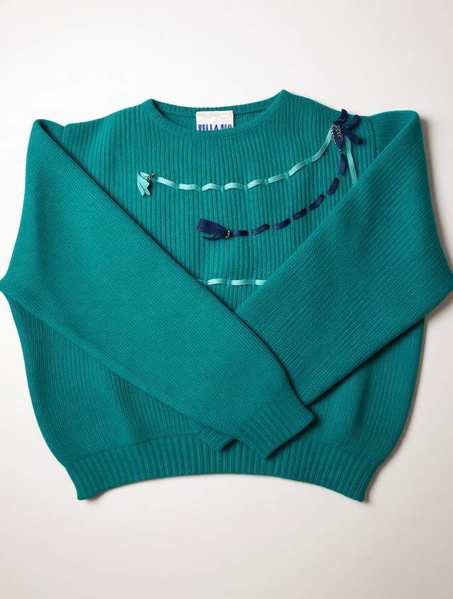 Suéter Vintage Verde Esmeralda BELLA Talla Única