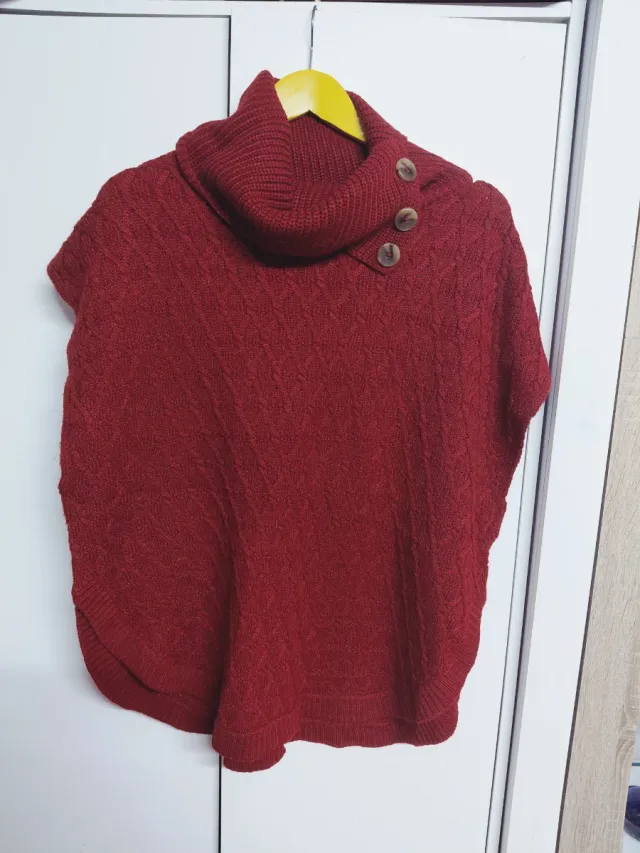 Jersey Poncho Mujer Talla S Rojo