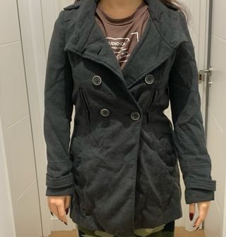Abrigo Zara Gris Doble Botonadura