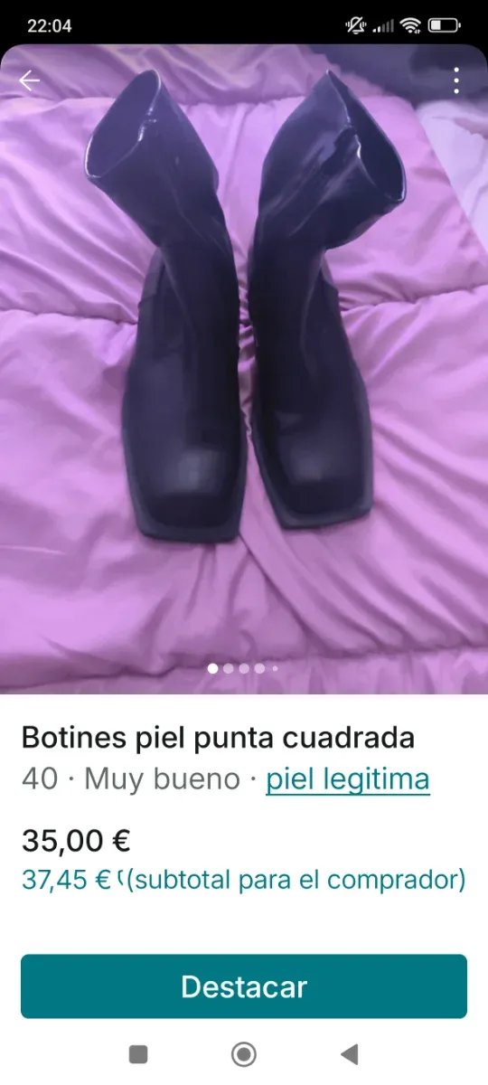 Botas piel punta cuadrada talla 40
