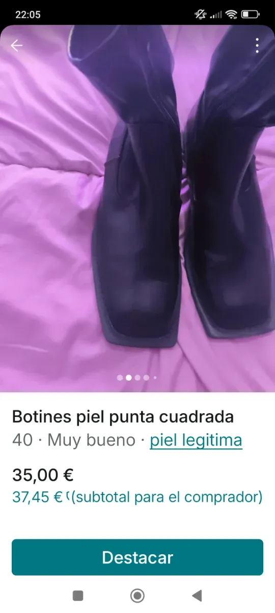 Botas piel punta cuadrada talla 40