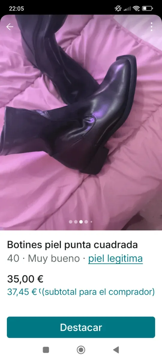 Botas piel punta cuadrada talla 40