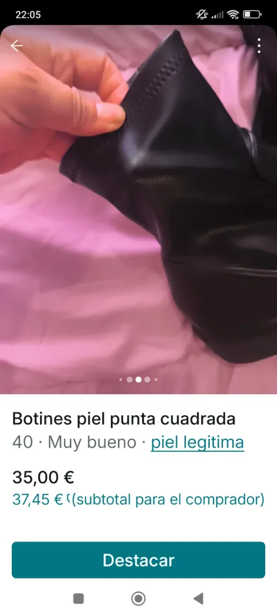 Botas piel punta cuadrada talla 40