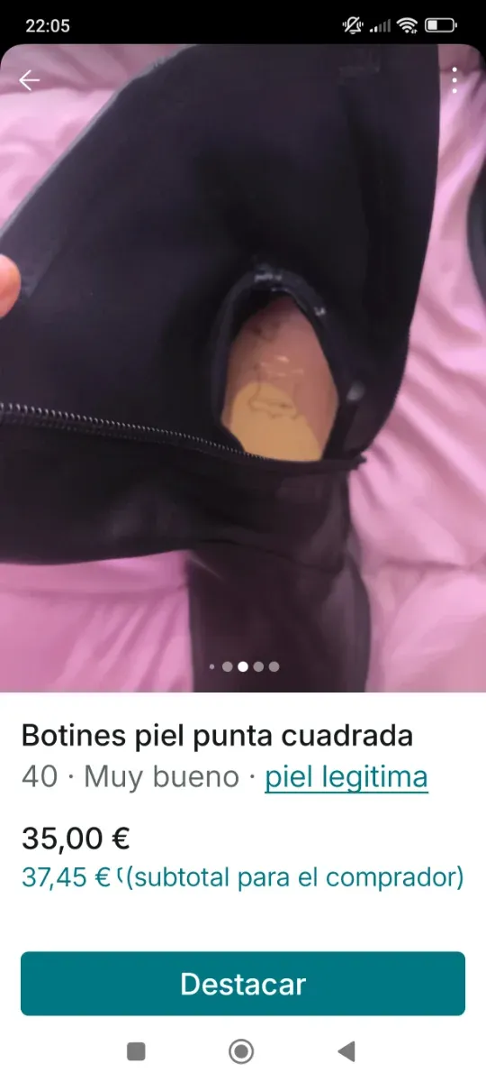 Botas piel punta cuadrada talla 40