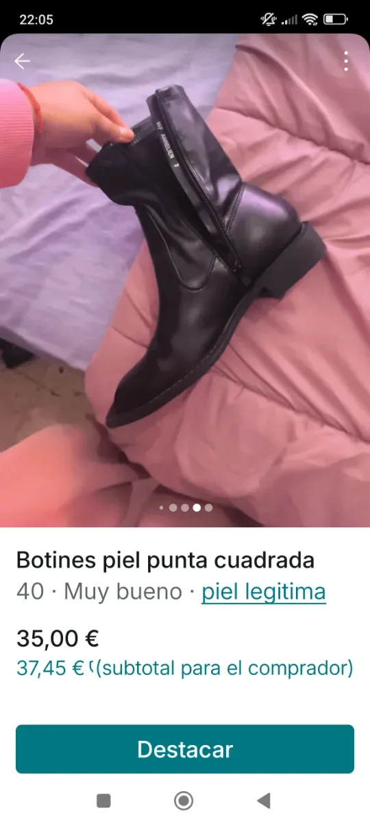 Botas piel punta cuadrada talla 40