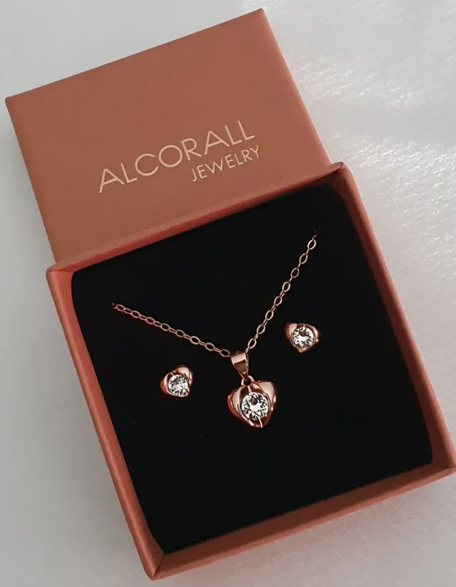 Pendientes ORO ROSA y SWAROVSKIS. REGALO NAVIDAD.