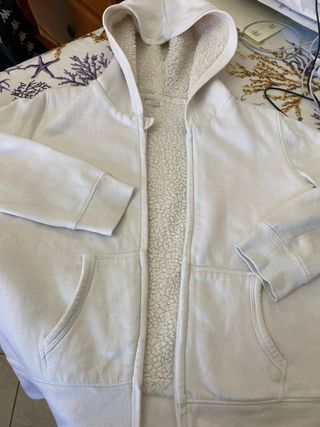 Felpa bianca imbottita con  cappuccio 12/13 anni