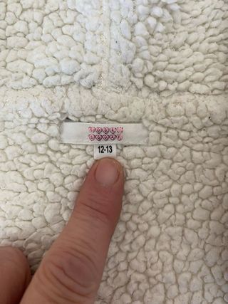 Felpa bianca imbottita con  cappuccio 12/13 anni