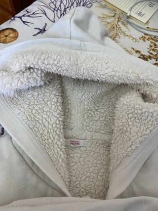 Felpa bianca imbottita con  cappuccio 12/13 anni