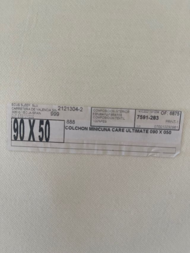 Colchón Mini Cuna Ecus Care Ultimate