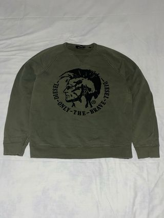 Felpa Diesel Uomo Vintage Verde con grafiche nere